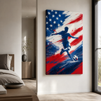 USA Abstract Soccer Canvas Wall Art - Lifestyle Wall Mockup