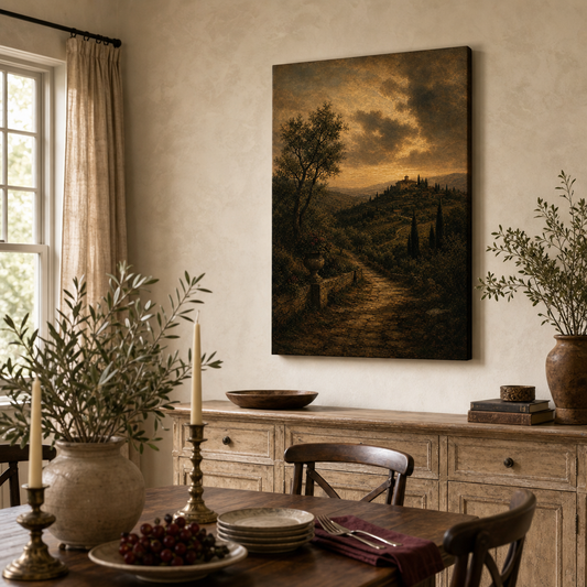 Vintage Brown Olive Landscape Canvas Wall Art canvas wall art lifestyle mockup