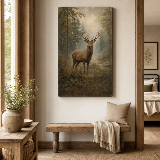 Misty Deer Farmhouse Canvas Wall Art canvas wall art lifestyle mockup