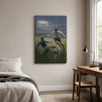 Impressionist Rain Tackle Soccer Canvas Wall Art wall scene mockup