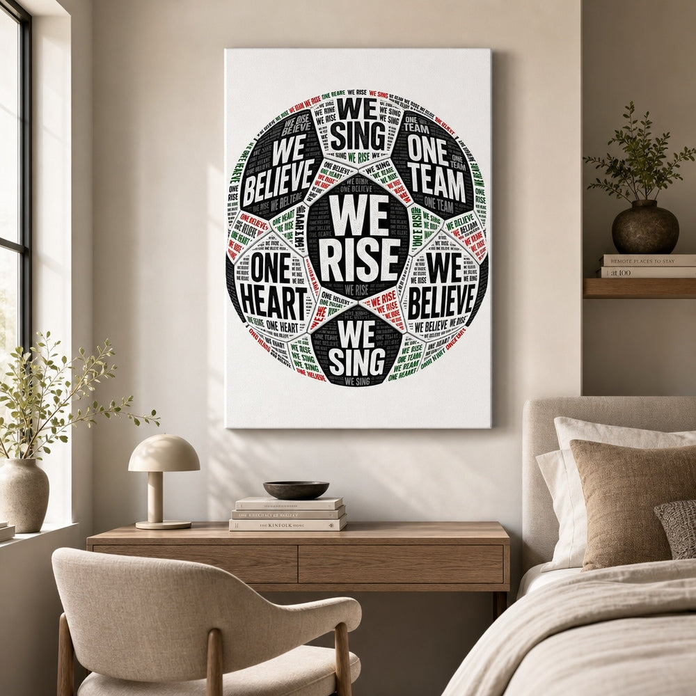 One Team One Heart Chant Typography Canvas Wall Art wall scene mockup