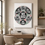 One Team One Heart Chant Typography Canvas Wall Art wall scene mockup