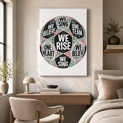 One Team One Heart Chant Typography Canvas Wall Art wall scene mockup