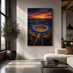 Twilight Aerial Stadium Art Canvas Wall Art wall scene mockup
