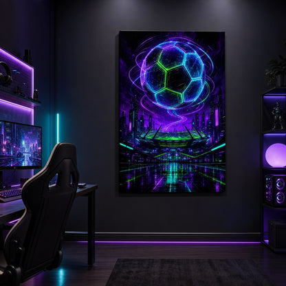 Hologram Ball City Soccer Canvas Wall Art wrapped canvas detail