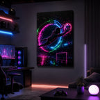 Neon Keeper Save Soccer Canvas Wall Art wall scene mockup