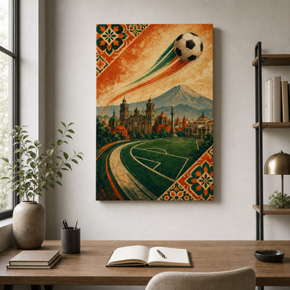 Mexico City Heritage Soccer Canvas Wall Art wall scene mockup