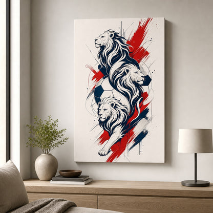England Three Lions National Pride Soccer Canvas Wall Art wall scene mockup