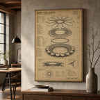 Kraft Paper Stadium Roof Blueprint Canvas Wall Art wall scene mockup