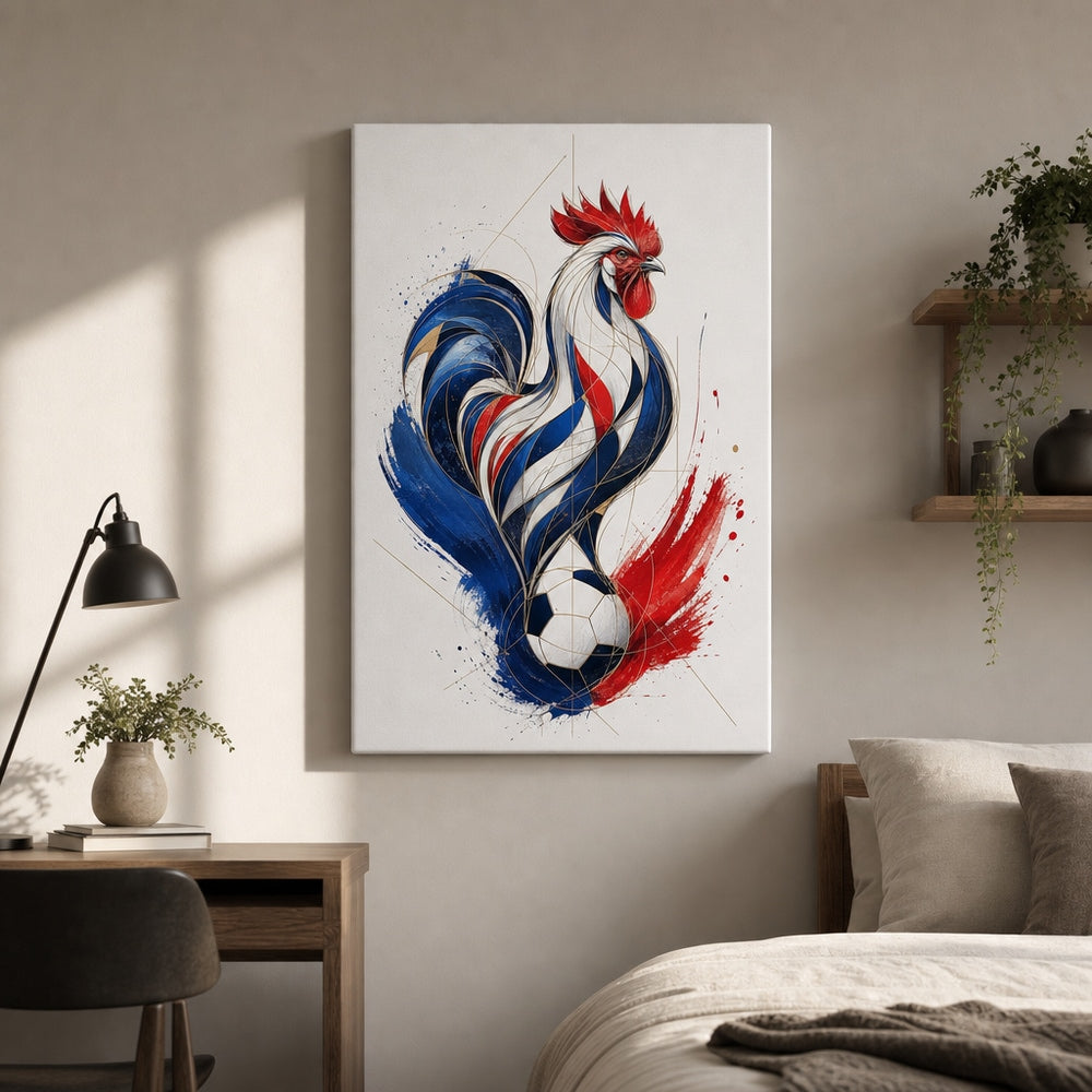 France Rooster National Pride Soccer Canvas Wall Art wall scene mockup