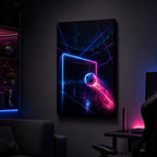 Neon Goal Trails Soccer Canvas Wall Art wall scene mockup