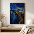 Riverside Starry Stadium Soccer Canvas Wall Art wall scene mockup