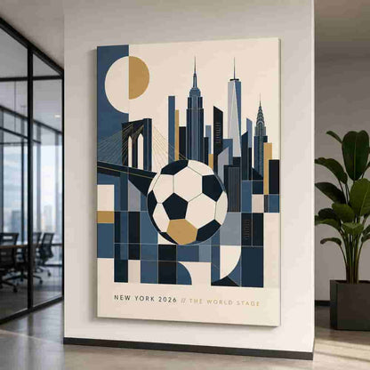 New York 2026 World Stage Soccer Canvas Wall Art alternate room wall mockup
