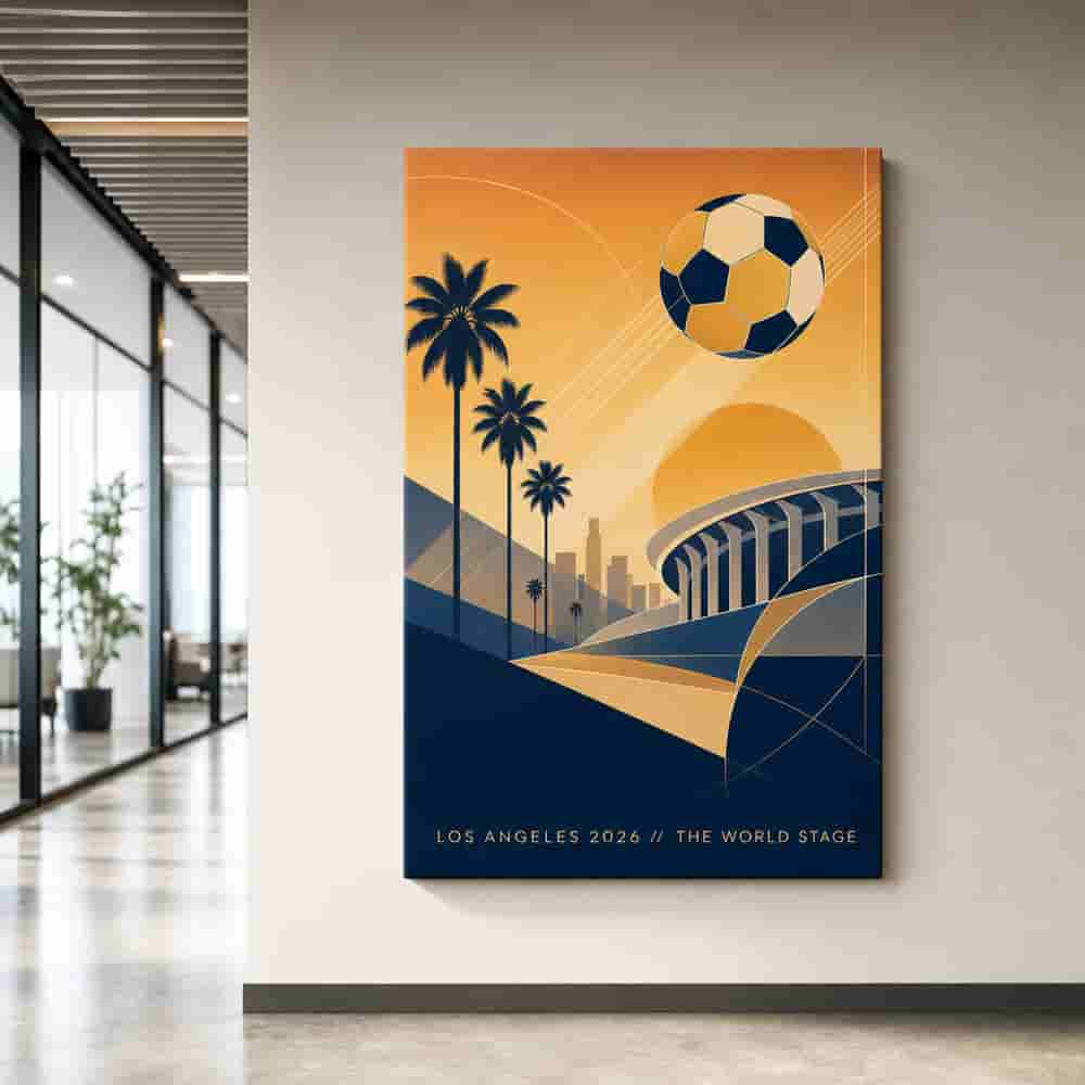 Los Angeles 2026 World Stage Soccer Canvas Wall Art alternate room wall mockup