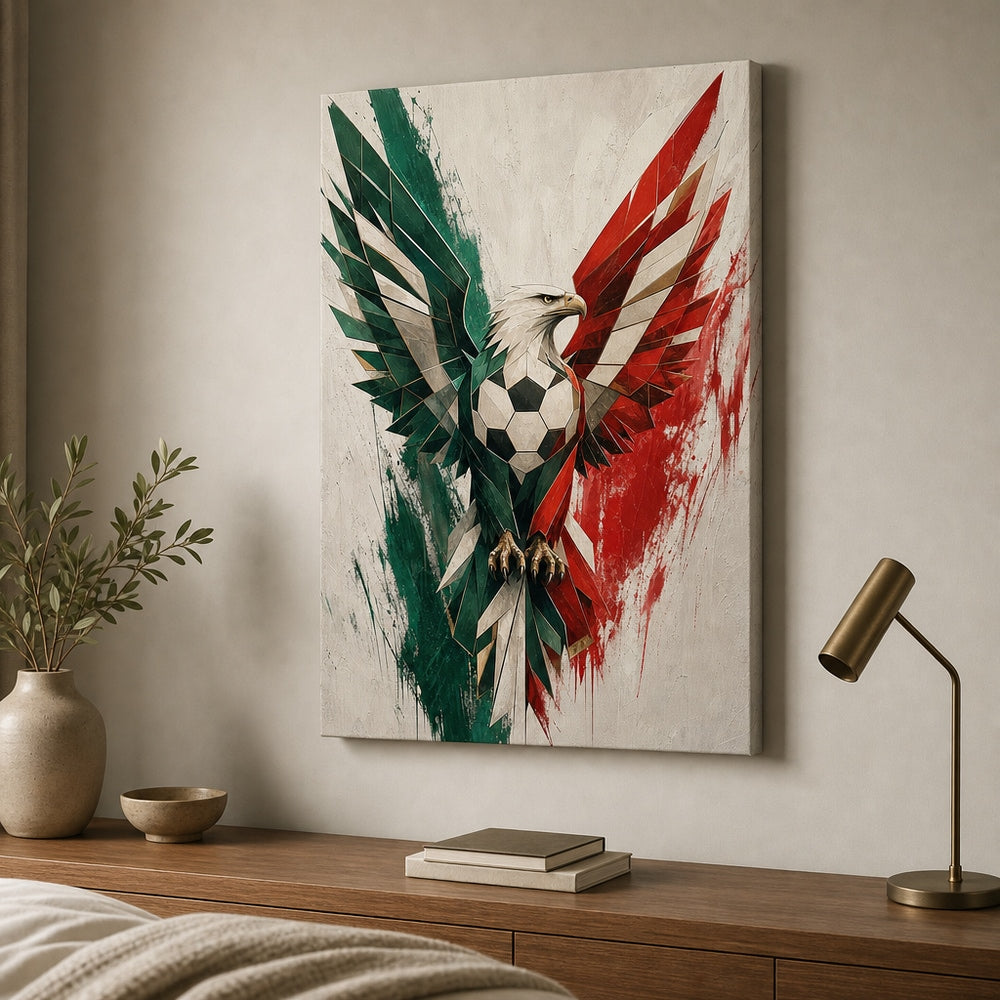 Mexico Eagle National Pride Soccer Canvas Wall Art wall scene mockup