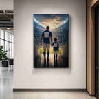 Custom Father and Son Stadium Tunnel Canvas Wall Art alternate room wall mockup generated with gpt-image-2