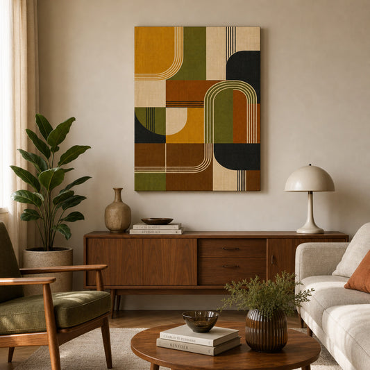Mid-Century Bauhaus Statement Canvas Wall Art 01 - Wall scene mockup