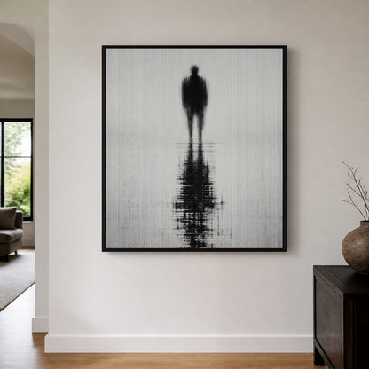 Glitch Ghost Black White Reflection Wall Art floating frame wall art - 02_wall_scene
