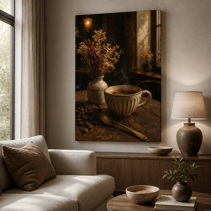 Vintage Coffee Bar Still Life Canvas Wall Art - 02_wall_scene
