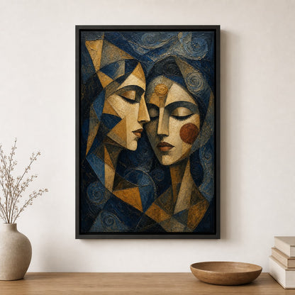 Intimate Cubist Women Faces Floater Frame Canvas Wall Art - canvas wall art by JOJOShop