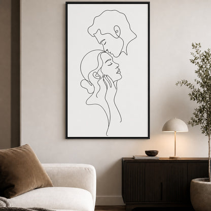 Minimalist Couple Line Art Wall Art floating frame wall art - 02_wall_scene