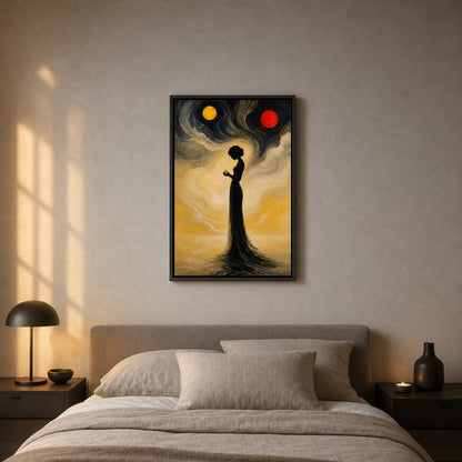 Surreal Black Silhouette Woman Wall Art - 02_black_frame_wall_scene
