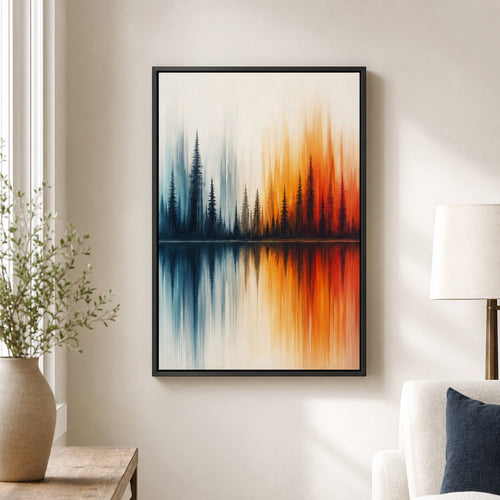 Abstract Autumn Forest Reflection Floater Frame Canvas Wall Art - modern wall decor by AUSJOJO