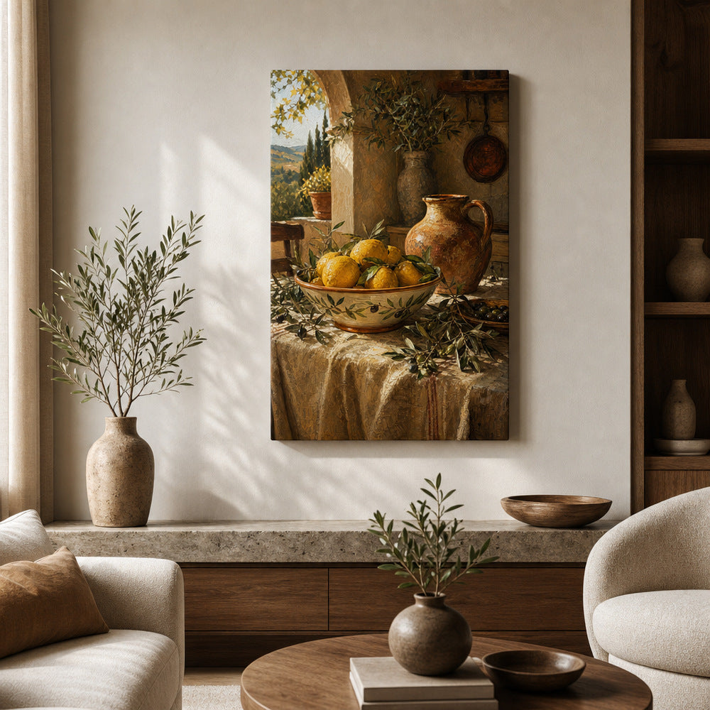 Tuscan Lemon Olive Kitchen Canvas Wall Art - 02_wall_scene