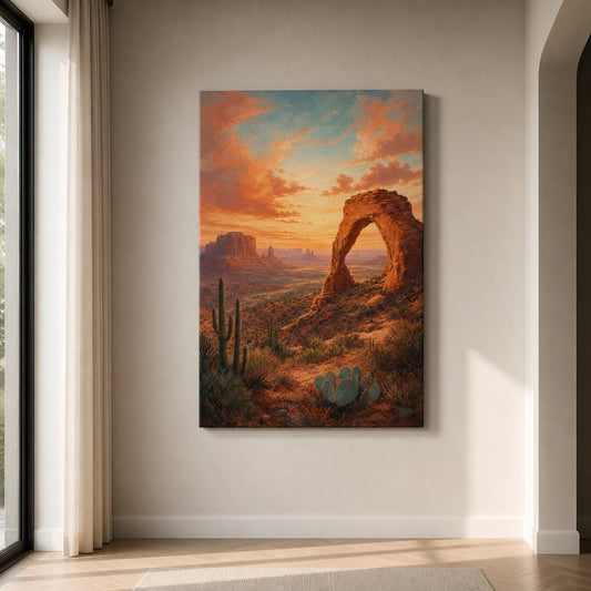 Southwestern Desert Arch Canvas Wall Art — room scene