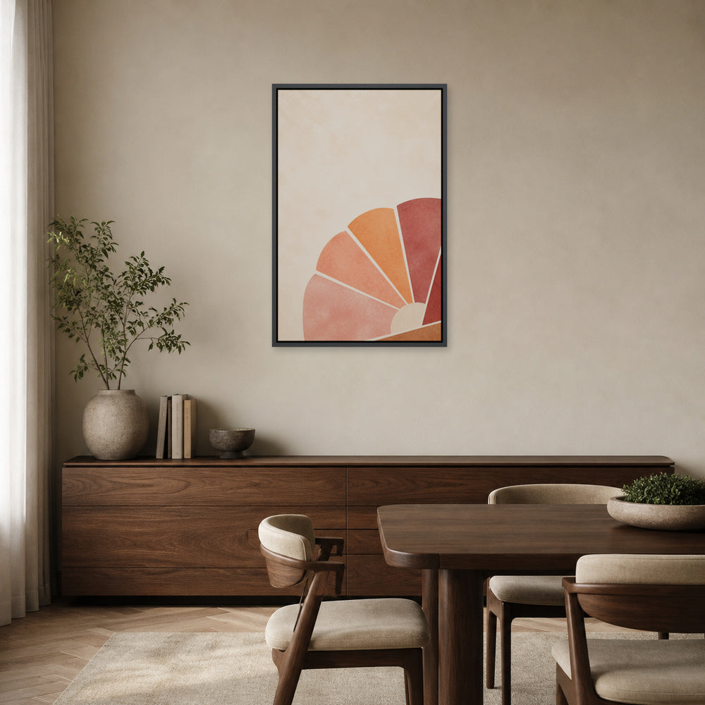 Burgundy Amber Neo Deco Abstract Floating Frame Wall Art - 02b_black_frame_wall_scene