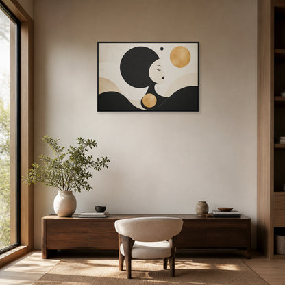Geometric Woman Profile Floating Frame Wall Art - 02b_black_frame_wall_scene