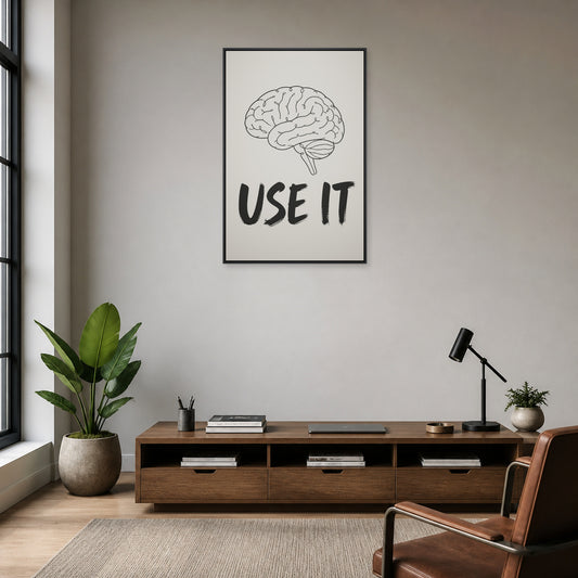 Use It Brain Line Art Floating Frame Wall Art - 02b_black_frame_wall_scene