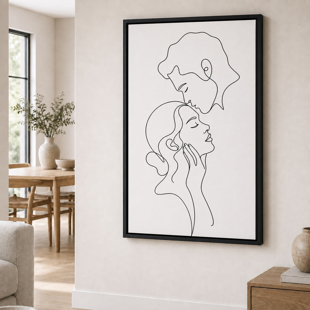 Minimalist Couple Line Art Wall Art floating frame wall art - 02b_black_wall_scene_full