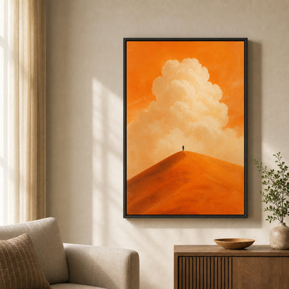 Orange Dune Solitary Figure Wall Art floating frame wall art - 02b_black_wall_scene_full
