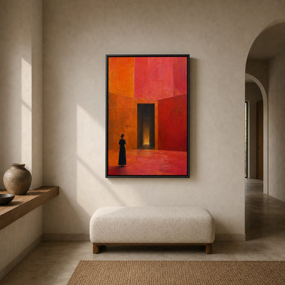 Woman Before Geometric Doorway Wall Art - 02b_black_frame_diverse_wall_scene