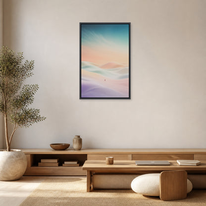 Pastel Solitude Dunes Floating Frame Wall Art - 02b_black_frame_wall_scene