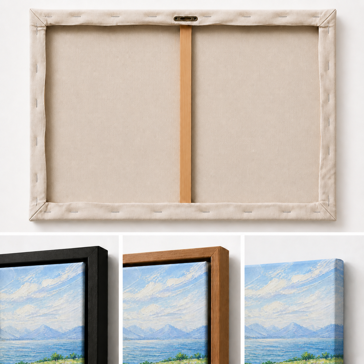 impressionist-meadow-lake-and-mountains-floating-frame-wall-art | material-detail-closeup