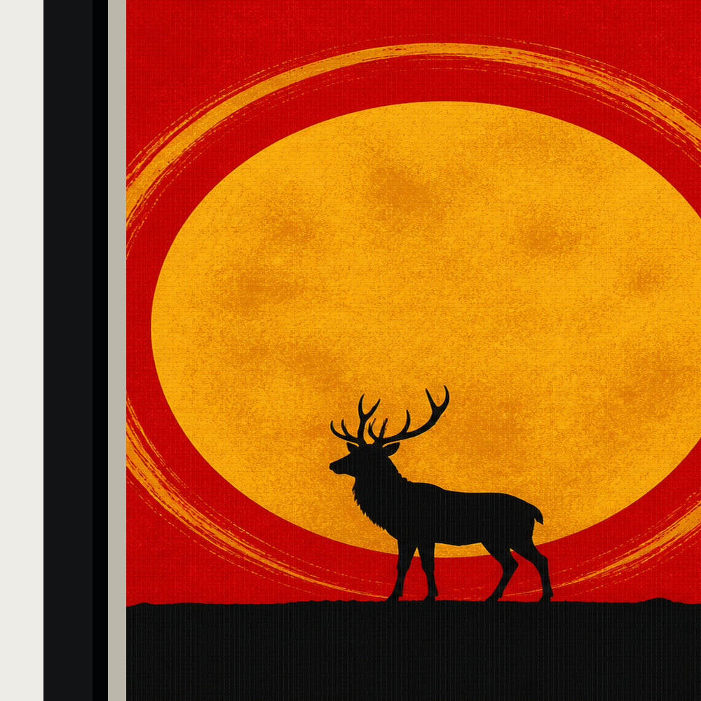 Stag and Golden Moon Floating Frame Wall Art - 03_detail_closeup