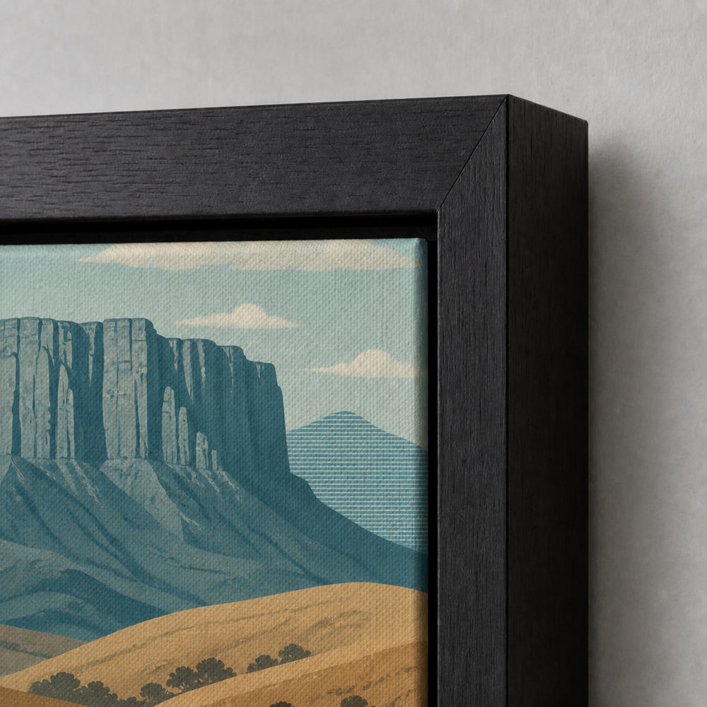 Blue Green Mesa Landscape Floating Frame Wall Art - 03_detail_closeup