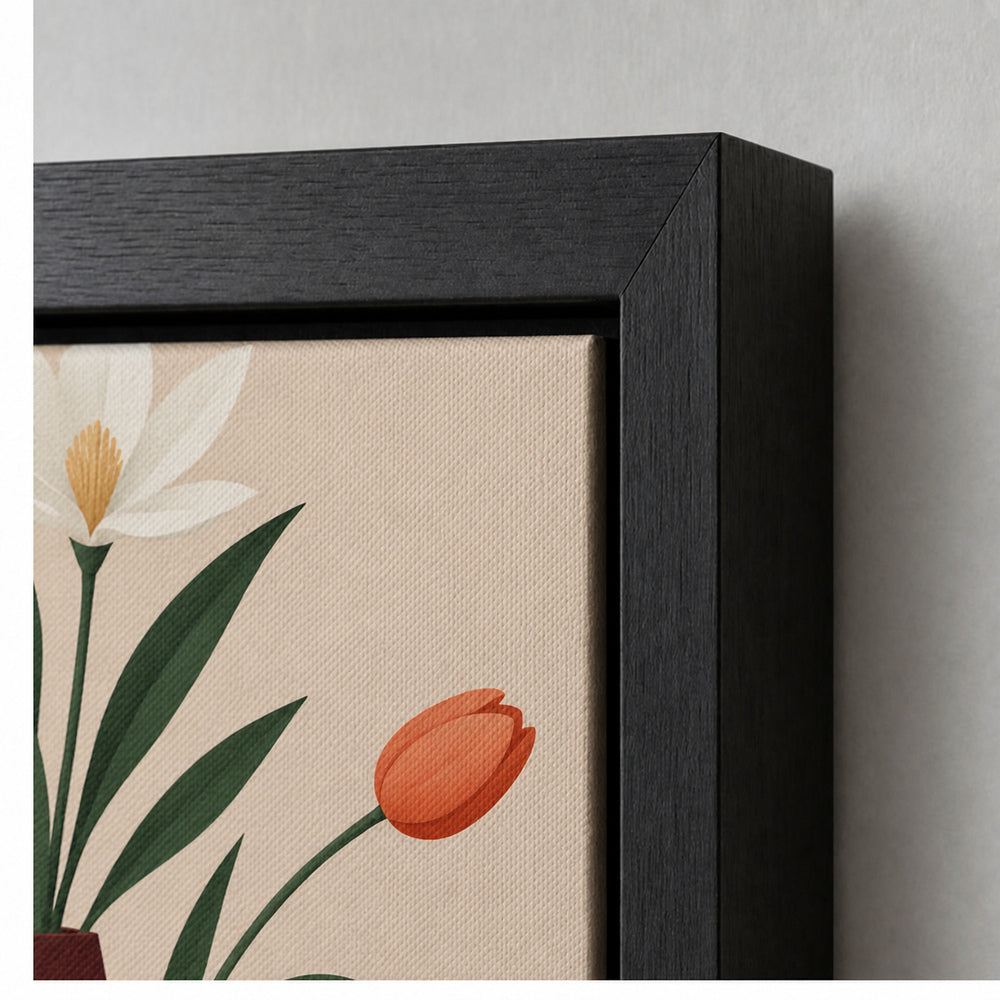 Geometric Vases Floral Arrangement Floating Frame Wall Art - 03_detail_closeup