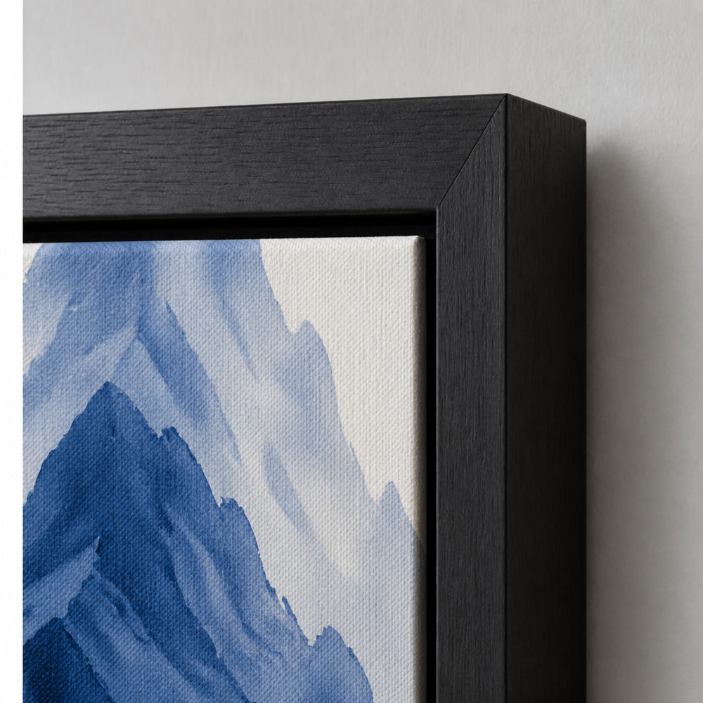 Blue Ink Wash Mountain Floating Frame Wall Art - 03_detail_closeup