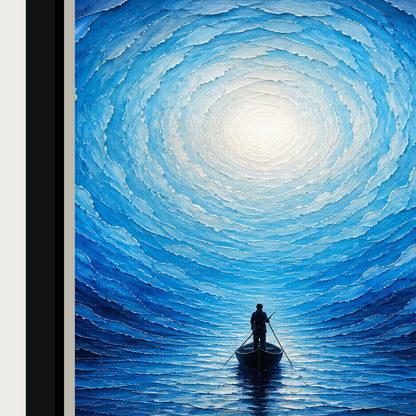 Blue Vortex Boat Journey Floating Frame Wall Art - 03_detail_closeup