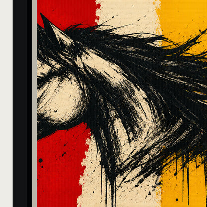 Left Facing Horse Brushstroke Floating Frame Wall Art - 03_detail_closeup