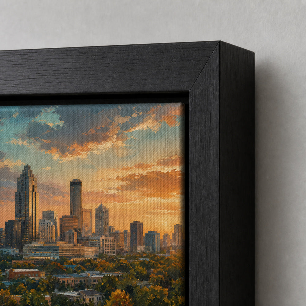 Atlanta Golden Hour Skyline Floating Frame Wall Art - 03_detail_closeup
