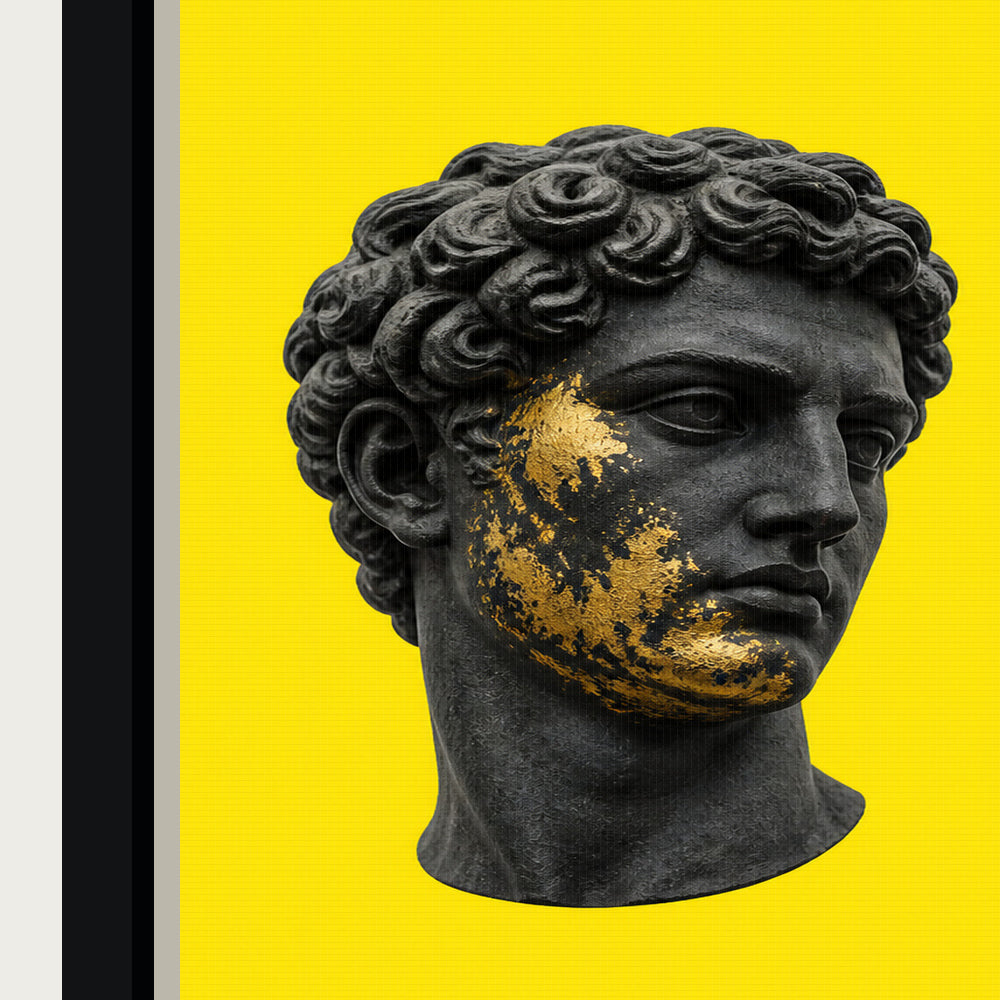 Gold Patina Classical Sculpture Floating Frame Wall Art - 03_detail_closeup