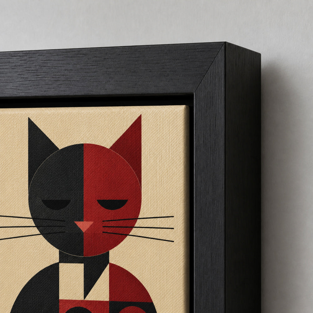 Bauhaus Geometric Cat Floating Frame Wall Art - 03_detail_closeup