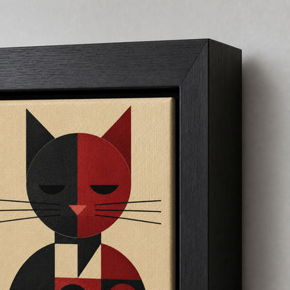 Bauhaus Geometric Cat Floating Frame Wall Art - 03_detail_closeup