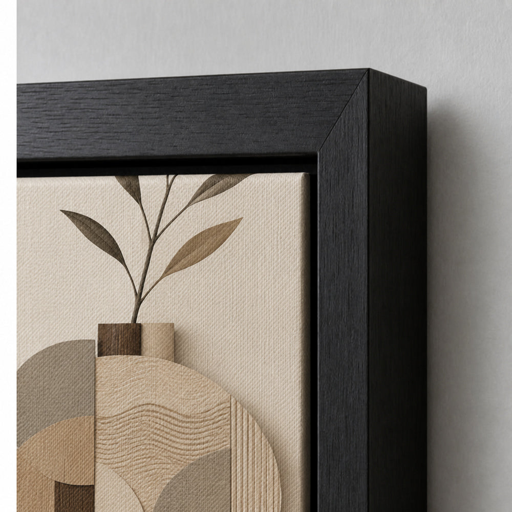 Earth Tone Geometric Vase Collage Floating Frame Wall Art - 03_detail_closeup