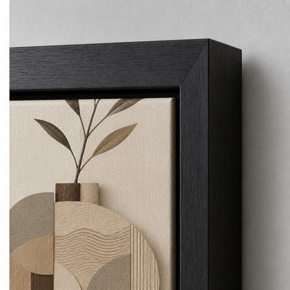 Earth Tone Geometric Vase Collage Floating Frame Wall Art - 03_detail_closeup