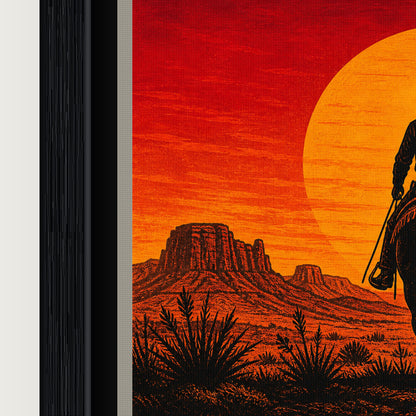 Cowboy Sunset Western Floating Frame Wall Art - 03_detail_closeup